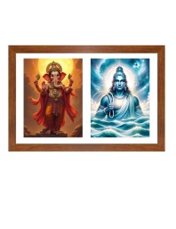 Lord ganesha and varuna deva Photo Frame - 19x23Inches - Spiritual Artwork for Home Decor, Puja Room and Office Decoration