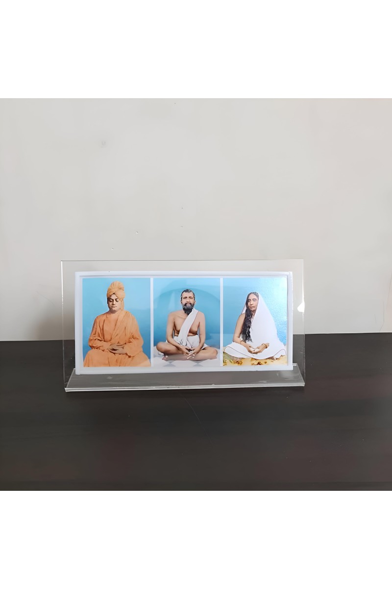 Hitech Sales Swami Vivekananda and Ramakrishna Paramahansa and Sarada maa photo, Three pictures in one Frame, Acrylic photo frame for Table, living room, gifts (6 x 3 inch)