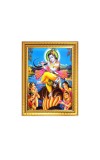 Bal Krishna Dancing On Kaliya Naag Photo Frame - 14x18 Inches, Brown Wooden Frame for Home, Office & Temple Decoration