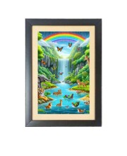 Animals and birds in rainbow Black Photo Frame Funny Animal and Bird Cartoon Art