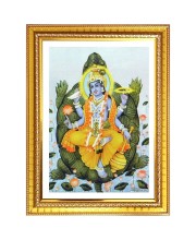 Lord vishnu's kurma avathar Photo Frame - 10x14 Inches, Brown Wooden Frame for Home, Office & Temple Decoration