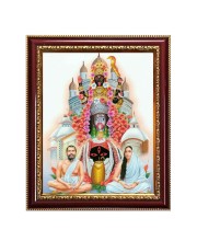 Goddess Shri Maha Kali, Ramakrishna Paramahamsa and Sarada Devi Photo Frame - 10x14 Inches, Brown Wooden Frame for Home, Office & Temple Decoration