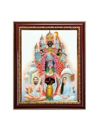 Goddess Shri Maha Kali, Ramakrishna Paramahamsa and Sarada Devi Photo Frame - 12x16 Inches, Brown Wooden Frame for Home, Office & Temple Decoration