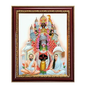 Goddess Shri Maha Kali, Ramakrishna Paramahamsa and Sarada Devi Photo Frame - 12x16 Inches, Brown Wooden Frame for Home, Office & Temple Decoration Goddess Shri Maha Kali, Ramakrishna Paramahamsa and Sarada Devi Photo Frame - 12x16 Inches, Brown Wooden Frame for Home, Office & Temple Decoration