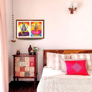Lord vishnu and lakshmi Photo Frame - 15x19Inches - Spiritual Artwork for Home Decor, Puja Room and Office Decoration Lord vishnu and lakshmi Photo Frame - 15x19Inches - Spiritual Artwork for Home Decor, Puja Room and Office Decoration