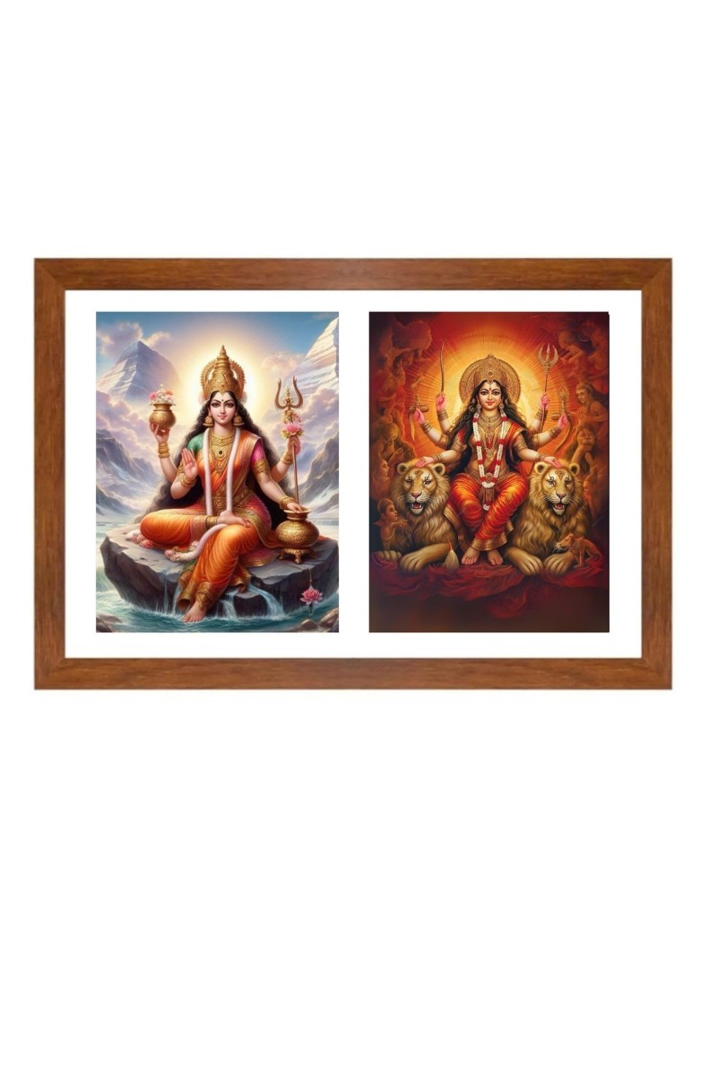 Goddess parvathi and durga Photo Frame - 13x17Inches - Spiritual Artwork for Home Decor, Puja Room and Office Decoration