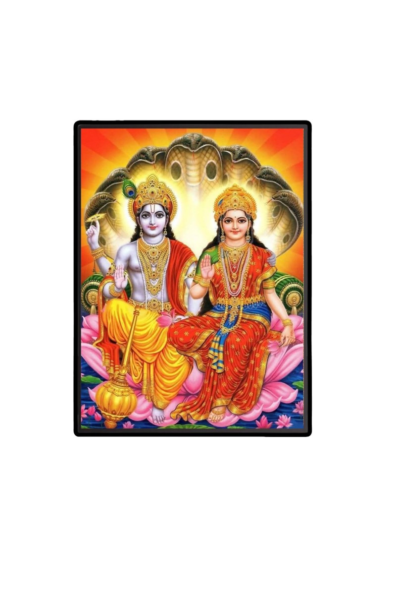 Vishnu & Lakshmi Laminated Photo - 7x9 Inches, Divine Blessings for Home & Office and Temple Decoration