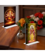 Sri Ganesh & Kartiyeka Acrylic T-Style Photo Stand - 9x11 Inches, Compact and Stylish Spiritual Display, easily change 2 photos (Pack of 1)