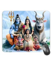 Customized Lord Shiva Parvathi Picture Sublimation Mouse Pad | 8 X 7.5 Inch | Smooth Cloth Surface | Non-Slip Rubber Base | Personalized Mousepad for Laptop & Desktop (F16967)