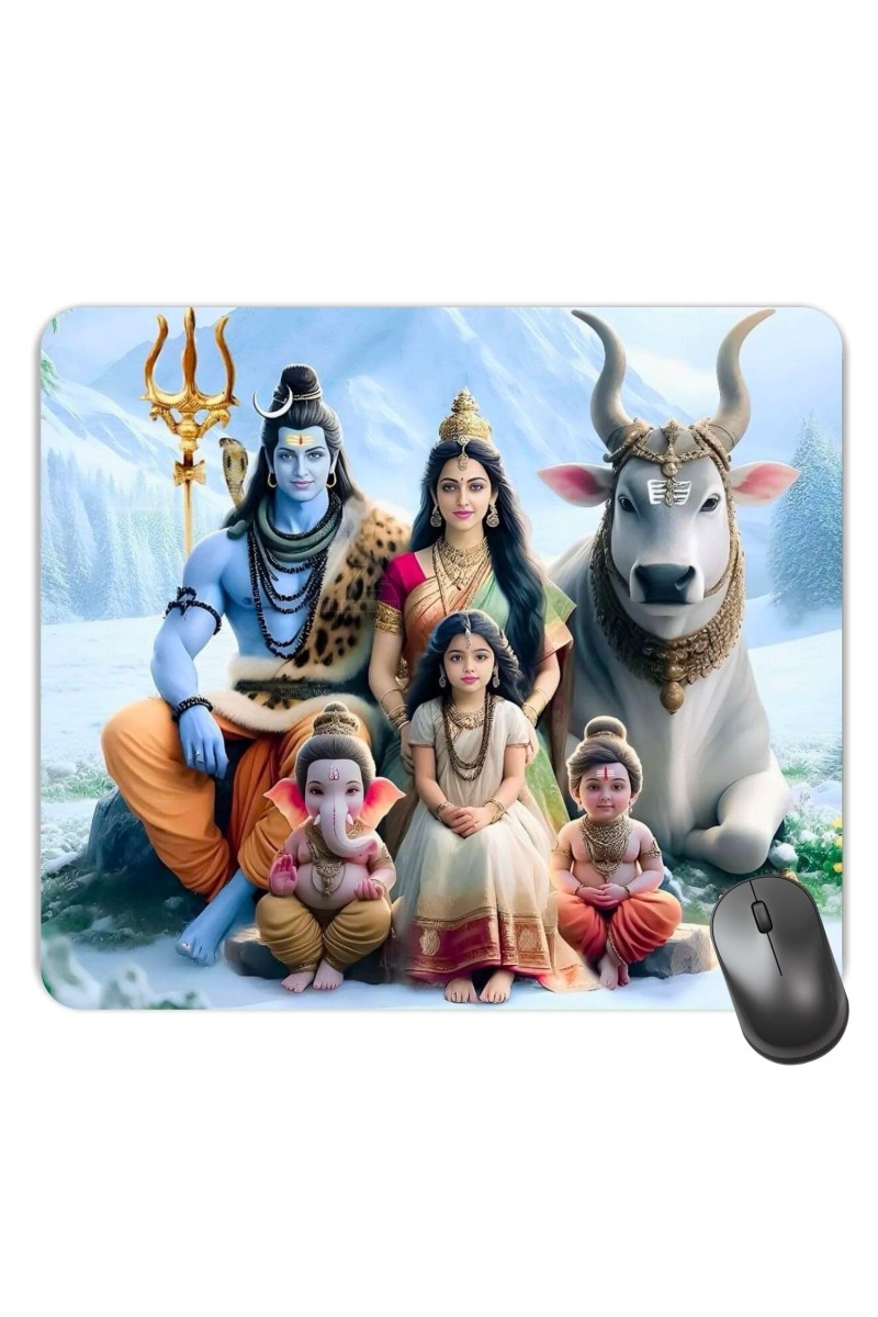 Customized Lord Shiva Parvathi Picture Sublimation Mouse Pad | 8 X 7.5 Inch | Smooth Cloth Surface | Non-Slip Rubber Base | Personalized Mousepad for Laptop & Desktop (F16967)
