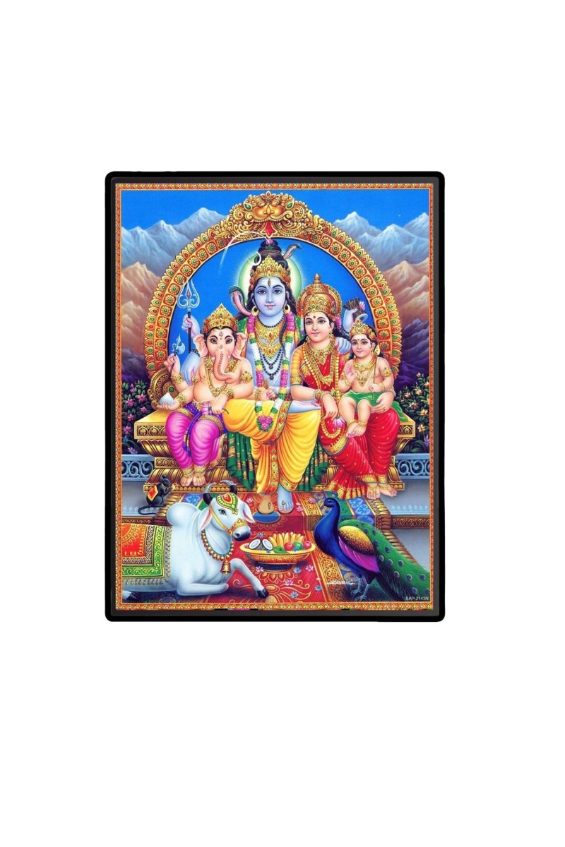 Shiva Family Laminated Photo - 5x7 Inches, Divine Blessings for Home & Office and Temple Decoration