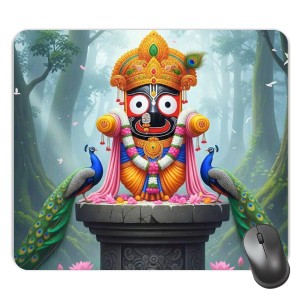 Customized Lord Jagannath Picture Sublimation Mouse Pad | 8 X 7.5 Inch | Smooth Cloth Surface | Non-Slip Rubber Base | Personalized Mousepad for Laptop & Desktop (F17302)