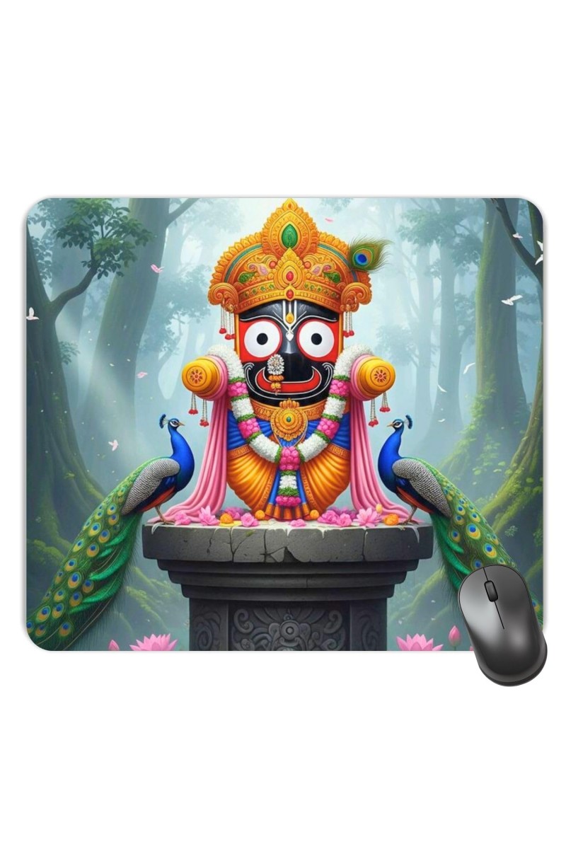 Customized Lord Jagannath Picture Sublimation Mouse Pad | 8 X 7.5 Inch | Smooth Cloth Surface | Non-Slip Rubber Base | Personalized Mousepad for Laptop & Desktop (F17302)