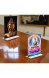 Buddha Acrylic T-Style Photo Stand - 11x13 Inches, Compact and Stylish Spiritual Display, easily change 2 photos (Pack of 1)
