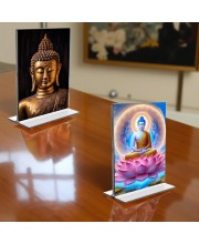 Buddha Acrylic T-Style Photo Stand - 11x13 Inches, Compact and Stylish Spiritual Display, easily change 2 photos (Pack of 1)