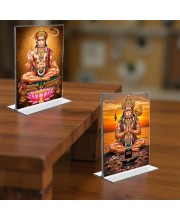 Sri Hanuman Acrylic T-Style Photo Stand - 5x7 Inches, Compact and Stylish Spiritual Display, easily change 2 photos (Pack of 1)