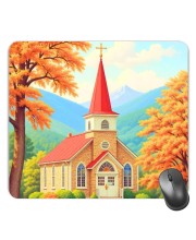 Customized Beautiful Church Picture Sublimation Mouse Pad | 8 X 7.5 Inch | Smooth Cloth Surface | Non-Slip Rubber Base | Personalized Mousepad for Laptop & Desktop (F17193)