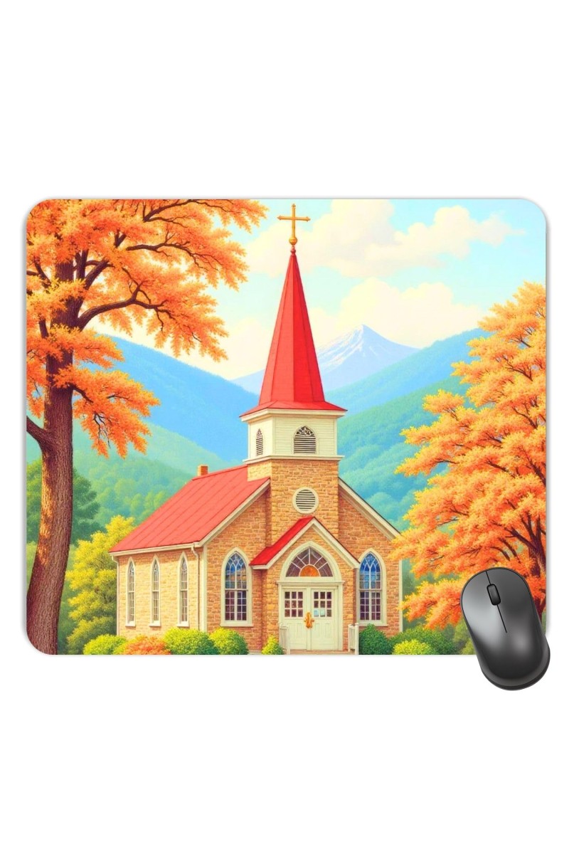 Customized Beautiful Church Picture Sublimation Mouse Pad | 8 X 7.5 Inch | Smooth Cloth Surface | Non-Slip Rubber Base | Personalized Mousepad for Laptop & Desktop (F17193)