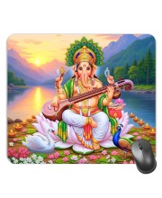 Customized Lord Ganesha Picture Sublimation Mouse Pad | 8 X 7.5 Inch | Smooth Cloth Surface | Non-Slip Rubber Base | Personalized Mousepad for Laptop & Desktop (F16989)