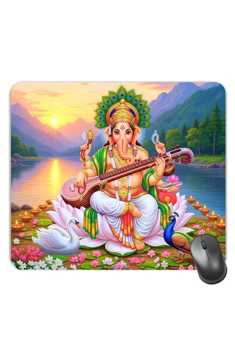 Customized Lord Ganesha Picture Sublimation Mouse Pad | 8 X 7.5 Inch | Smooth Cloth Surface | Non-Slip Rubber Base | Personalized Mousepad for Laptop & Desktop (F16989)