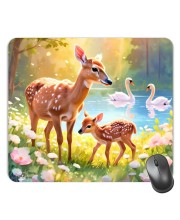 Customized Beautiful Deers Picture Sublimation Mouse Pad | 8 X 7.5 Inch | Smooth Cloth Surface | Non-Slip Rubber Base | Personalized Mousepad for Laptop & Desktop (F17285)