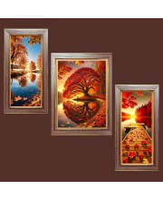 3-Pack orange color stunning nature view Photo Frames - 2 Pieces 10x17 Inch & 1 Piece 14x17 Inch - Rustic Wall Art for Home & Office Decor - Botanical Wall Hanging for Living Room, Bedroom, or W