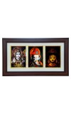 Hi tech Sales Shiv, Ganesh, Maa Durga photo frame || synthetic photo Frame with Glass || Three Gods in Single Frame (Multicolor) for wall, living room, gifts, pooja (brown)