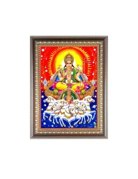 Lord Surya Dev Photo Frame - 14x18 Inches, Brown Wooden Frame for Home, Office & Temple Decoration