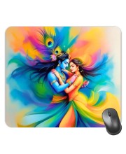 Customized Radha Krishna Picture Sublimation Mouse Pad | 8 X 7.5 Inch | Smooth Cloth Surface | Non-Slip Rubber Base | Personalized Mousepad for Laptop & Desktop (F17300)