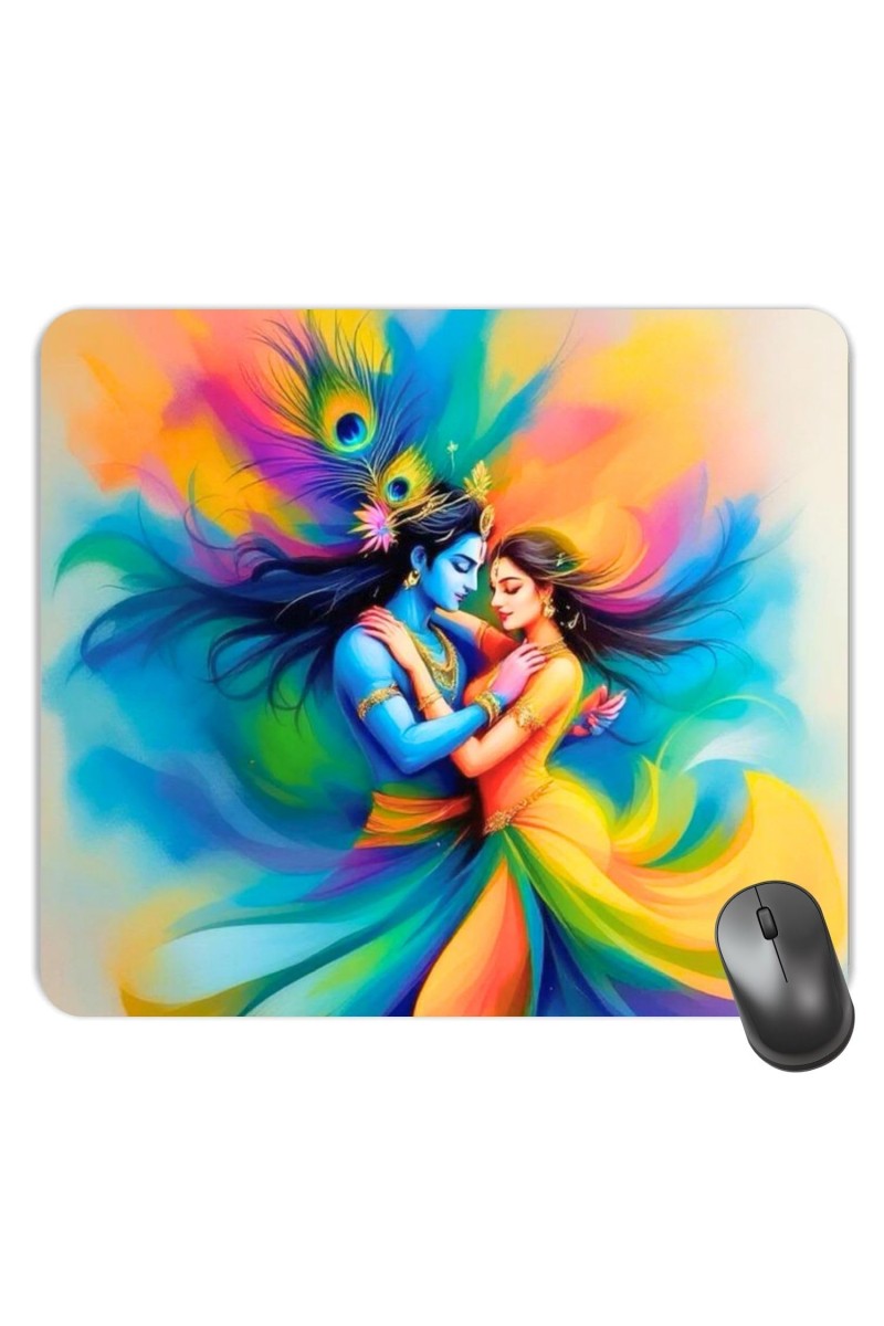 Customized Radha Krishna Picture Sublimation Mouse Pad | 8 X 7.5 Inch | Smooth Cloth Surface | Non-Slip Rubber Base | Personalized Mousepad for Laptop & Desktop (F17300)
