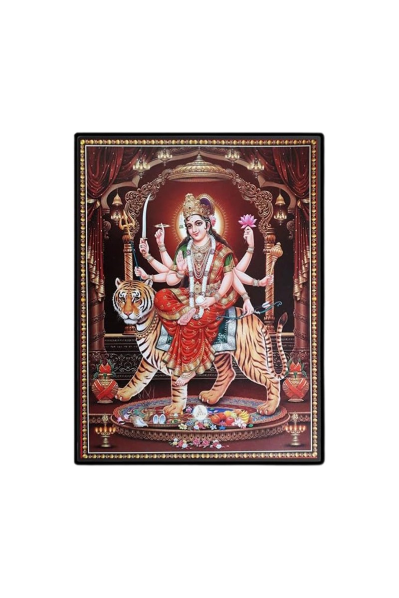 Maa Durga Laminated Photo - 11x13 Inches, Divine Blessings for Home & Office and Temple Decoration