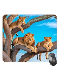 Customized Wild Lions Picture Sublimation Mouse Pad | 8 X 7.5 Inch | Smooth Cloth Surface | Non-Slip Rubber Base | Personalized Mousepad for Laptop & Desktop (F17342)