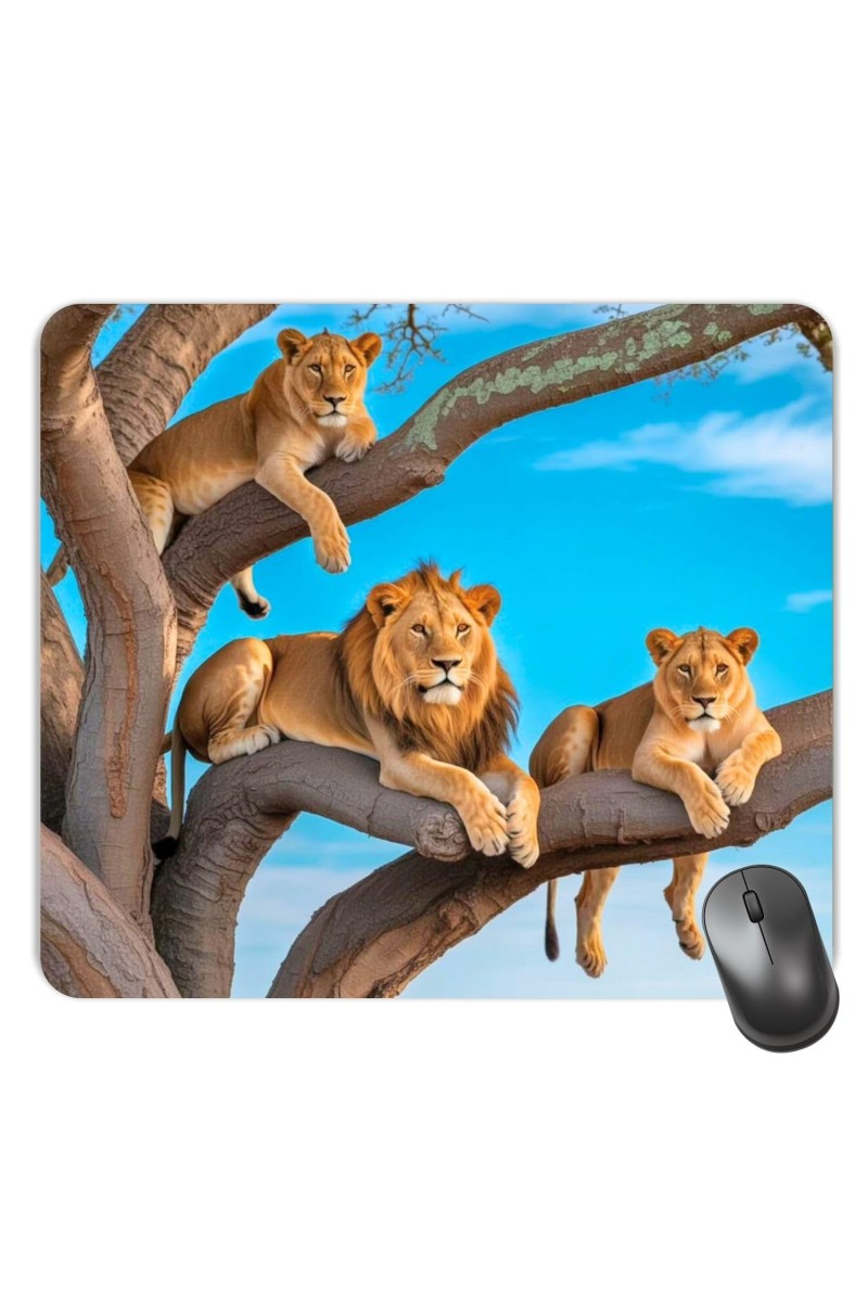 Customized Wild Lions Picture Sublimation Mouse Pad | 8 X 7.5 Inch | Smooth Cloth Surface | Non-Slip Rubber Base | Personalized Mousepad for Laptop & Desktop (F17342)