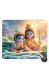 Customized Cute Lord Little Shiva and Krishna Picture Sublimation Mouse Pad | 8 X 7.5 Inch | Smooth Cloth Surface | Non-Slip Rubber Base | Personalized Mousepad for Laptop & Desktop (F17005)