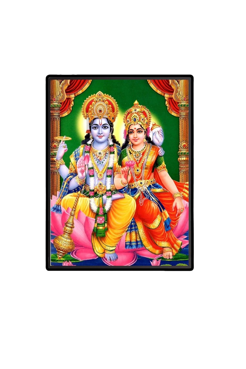 Vishnu Lakshmi Laminated Photo - 5x7 Inches, Divine Blessings for Home & Office and Temple Decoration