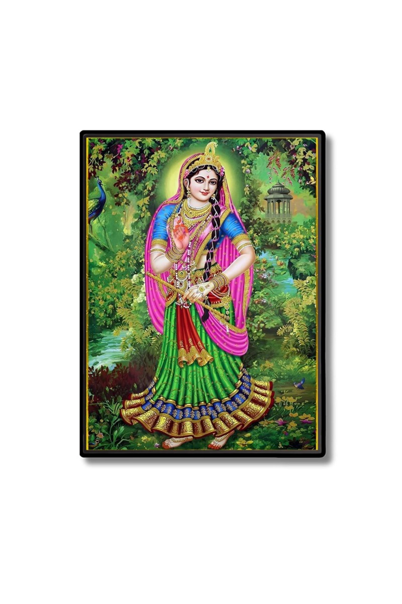 Radha Laminated Photo - 9x11 Inches, Divine Blessings for Home & Office and Temple Decoration