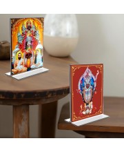 Debi Kali & Dakshineswar Kali Acrylic T-Style Photo Stand - 11x13 Inches, Compact and Stylish Spiritual Display, easily change 2 photos (Pack of 1)