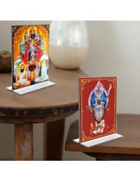 Debi Kali & Dakshineswar Kali Acrylic T-Style Photo Stand - 11x13 Inches, Compact and Stylish Spiritual Display, easily change 2 photos (Pack of 1)