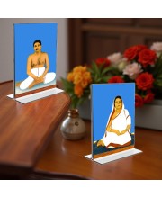 Anukul Chandra Thakur & Jagajanani Sree Sree Barama Acrylic T-Style Photo Stand - 7x9 Inches, Compact and Stylish Spiritual Display, easily change 2 photos (Pack of 1)