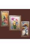 3-Pack Beautiful flowers and tree painting Photo Frames - 2 Pieces 10x17 Inch & 1 Piece 14x17 Inch - Rustic Wall Art for Home & Office Decor - Botanical Wall Hanging for Living Room, Bedroom, or