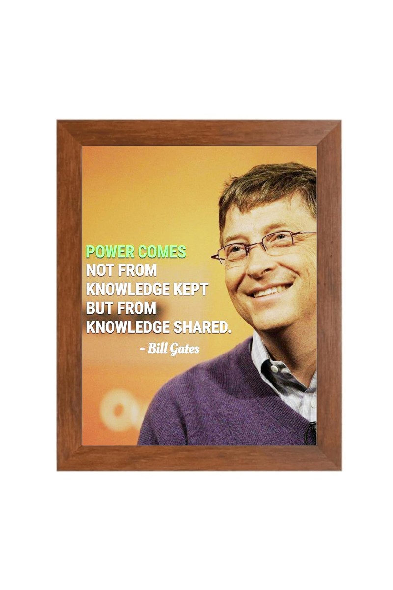 Bill Gates & Famous Quote Brown Frame, 12x16InchesInspirational Wall Art for Office, Home DecorIdeal Spiritual Gift