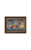 Lord Vishnu and Mata Lakshmi in Sheshnag Digital Print Photo 6.7x8.7 inches - Vibrant Religious Wall Art for Home, Office and Temple Decor.