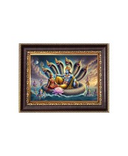 Lord Vishnu and Mata Lakshmi in Sheshnag Digital Print Photo 6.7x8.7 inches - Vibrant Religious Wall Art for Home, Office and Temple Decor.