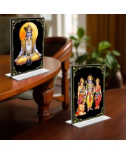 Sri Krishna & Ram Darbar Acrylic T-Style Photo Stand - 11x13 Inches, Compact and Stylish Spiritual Display, easily change 2 photos (Pack of 1)