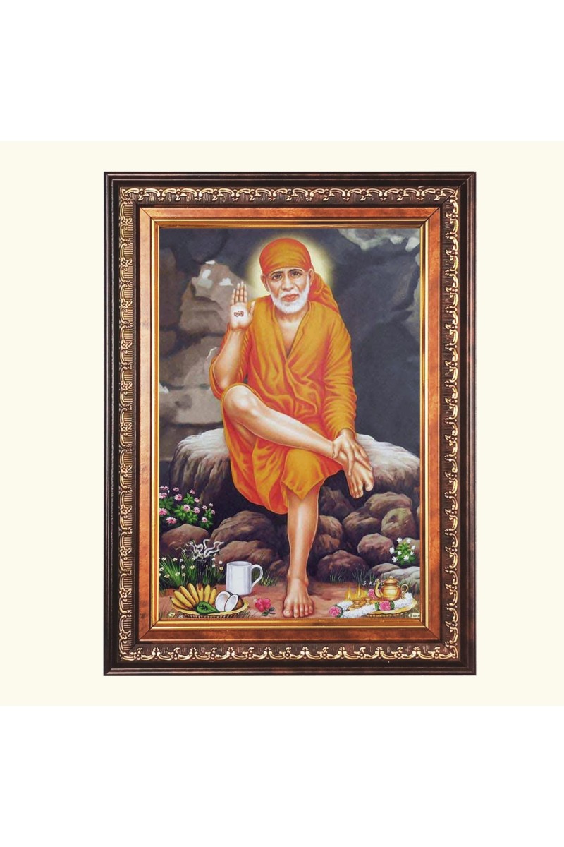 Sri Sai Baba Color Photo 10x14 Inch - Vibrant Religious Wall Art for Home or Office Decor.
