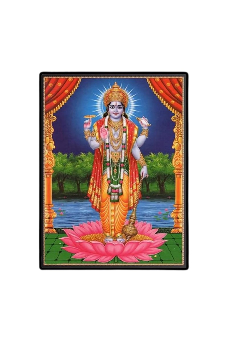 Lord Vishnu Laminated Photo - 9x11 Inches, Divine Blessings for Home & Office and Temple Decoration