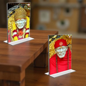 Sai Baba Acrylic T-Style Photo Stand - 11x13 Inches, Compact and Stylish Spiritual Display, easily change 2 photos (Pack of 1) Sai Baba Acrylic T-Style Photo Stand - 11x13 Inches, Compact and Stylish Spiritual Display, easily change 2 photos (Pack of 1)