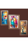 3-Pack Birds and flowers and butterflies painting Photo Frames - 2 Pieces 10x17 Inch & 1 Piece 14x17 Inch - Rustic Wall Art for Home & Office Decor - Botanical Wall Hanging for Living Room, Bedr