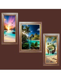 3-Pack The Magic of Sunsets Photo Frames - 2 Pieces 12x19 Inch & 1 Piece 16x19 Inch - Rustic Wall Art for Home & Office Decor - Botanical Wall Hanging for Living Room, Bedroom, or Workspace