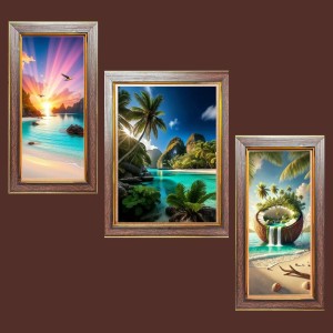 3-Pack The Magic of Sunsets Photo Frames - 2 Pieces 12x19 Inch & 1 Piece 16x19 Inch - Rustic Wall Art for Home & Office Decor - Botanical Wall Hanging for Living Room, Bedroom, or Workspace